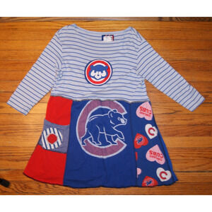 Chicago Cubs Boho Womens L Long Sleeve Shirt Dress Handmade RARE One of a Kind